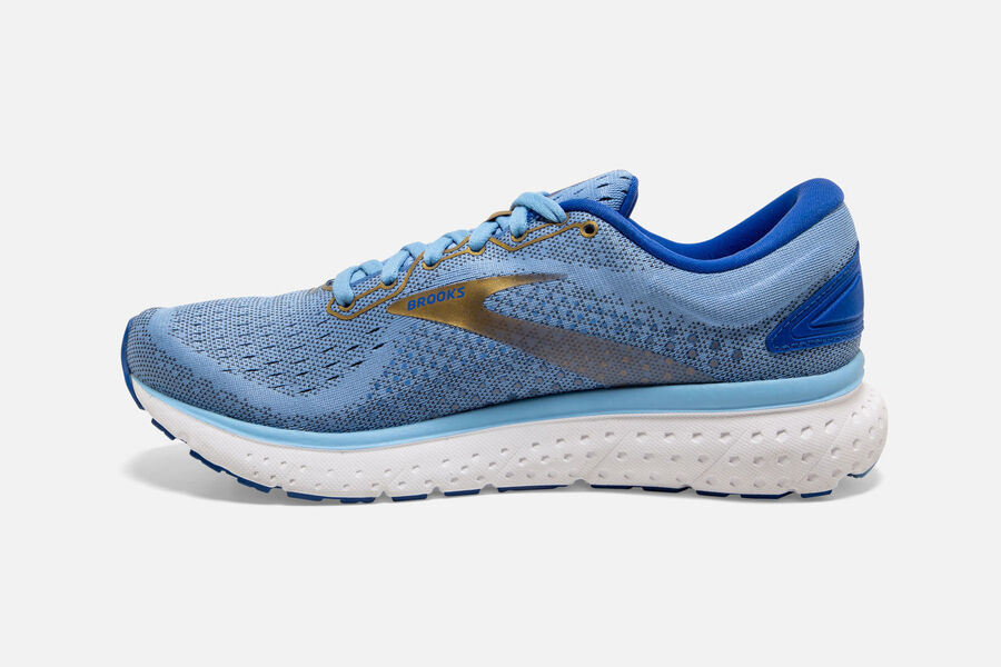 Glycerin 18 Road Brooks Running Shoes NZ Womens - Blue/Gold - FOYRCX-341